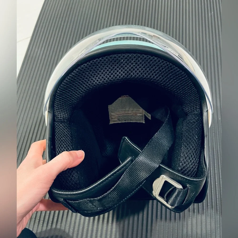 HCI 15 Open Face Retro Stripe Motorcycle Helmet with Face Shield - Picture 4 of 5